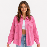 Jachetă din denim colorată pentru femei Primăvară - Croială cambrată, la modă &