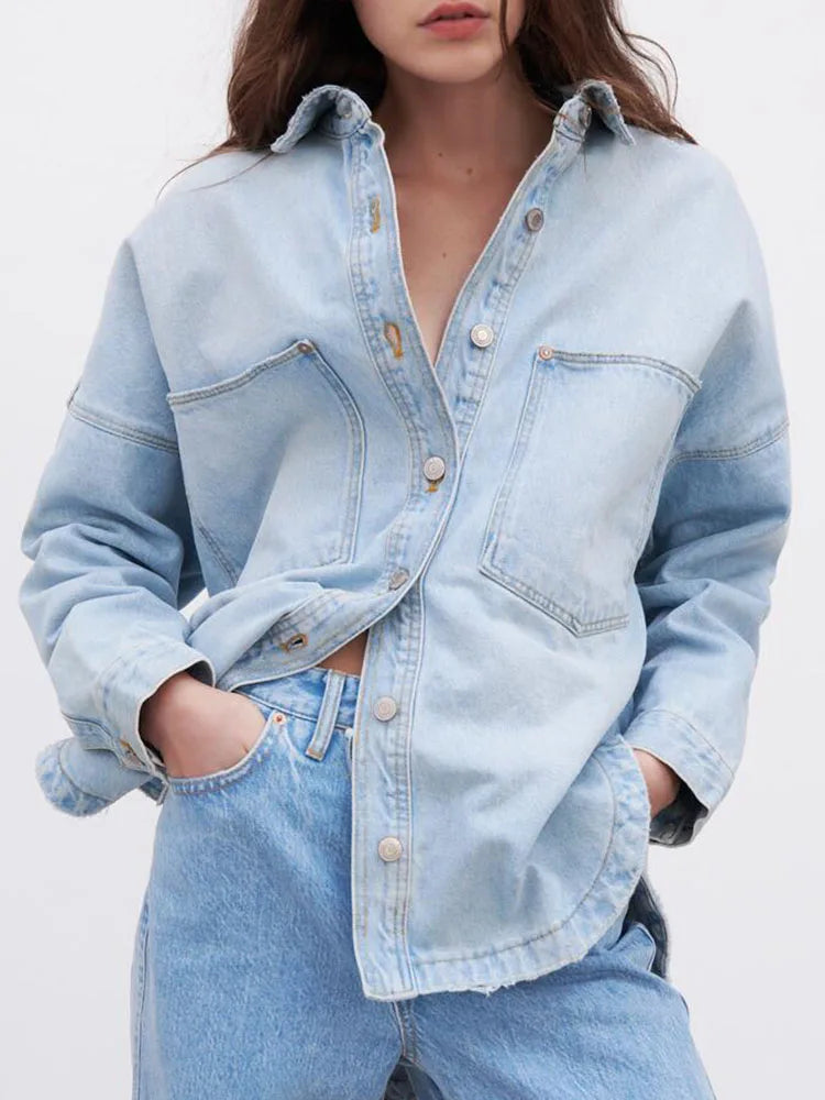 Veste en Jean Femme Décontractée Polyvalente 2