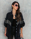 Veste en Jean Tendance avec Pompons Femme
