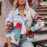 Jachetă vintage din denim pentru femei, casual, modă feminină