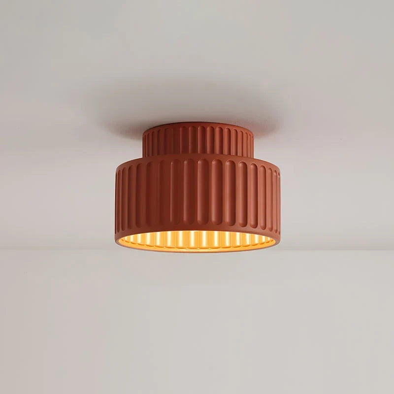 Plafonnier Cannelé - Design Tambour à Deux Niveaux