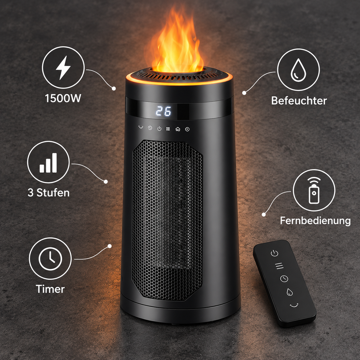 FlameHeat Radiateur Céramique 1500W