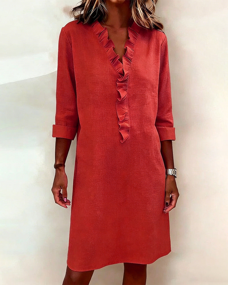Robe à volants col en V
