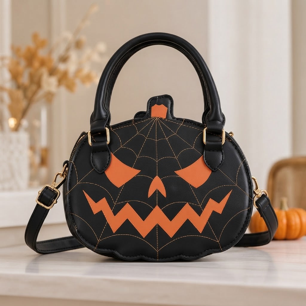 Sac à Main Citrouille en Cuir Synthétique - Accessoire Halloween