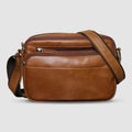 Sac Bandoulière Homme Premium en Cuir Mat Marron