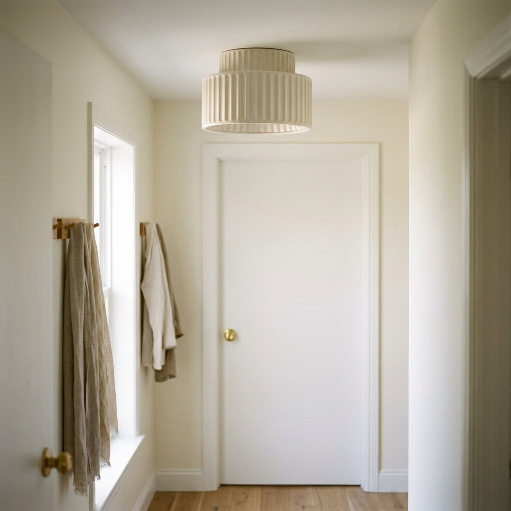 Plafonnier Cannelé - Design Tambour à Deux Niveaux