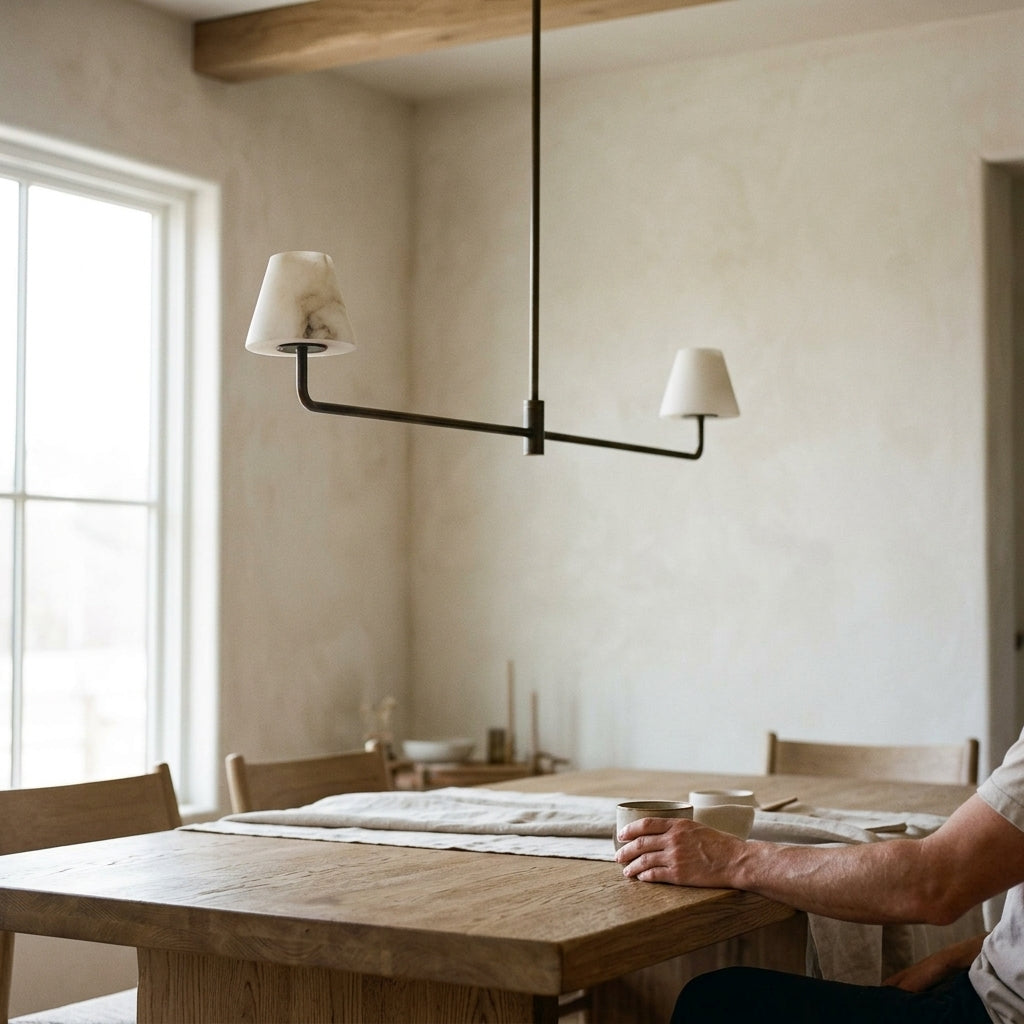 Lampe Suspension Alba en Albâtre et Bronze