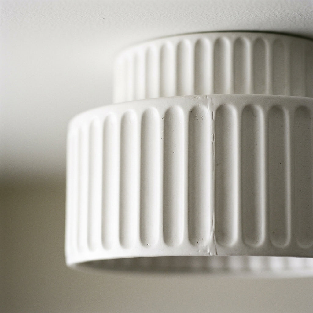 Plafonnier Cannelé - Design Tambour à Deux Niveaux