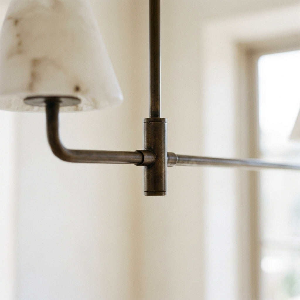 Lampe Suspension Alba en Albâtre et Bronze
