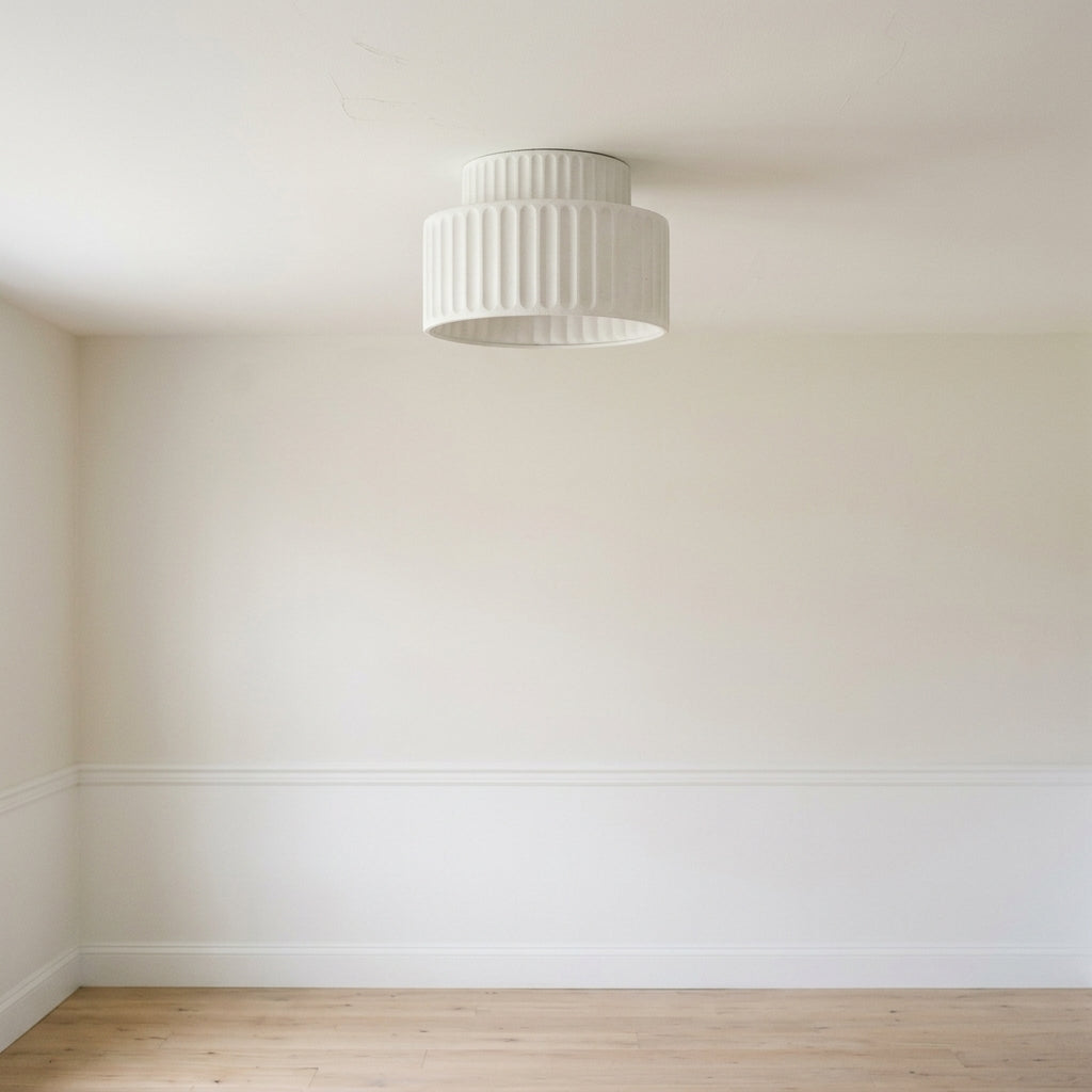 Plafonnier Cannelé - Design Tambour à Deux Niveaux