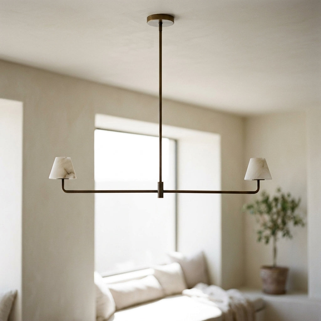 Lampe Suspension Alba en Albâtre et Bronze
