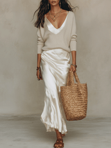 Ensemble Midi Femme Ivoire - Chic Sans Effort