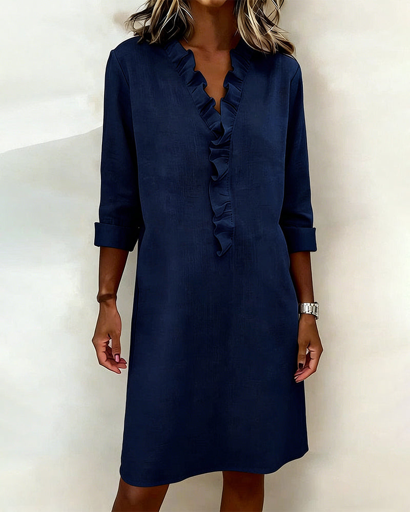 Robe à volants col en V