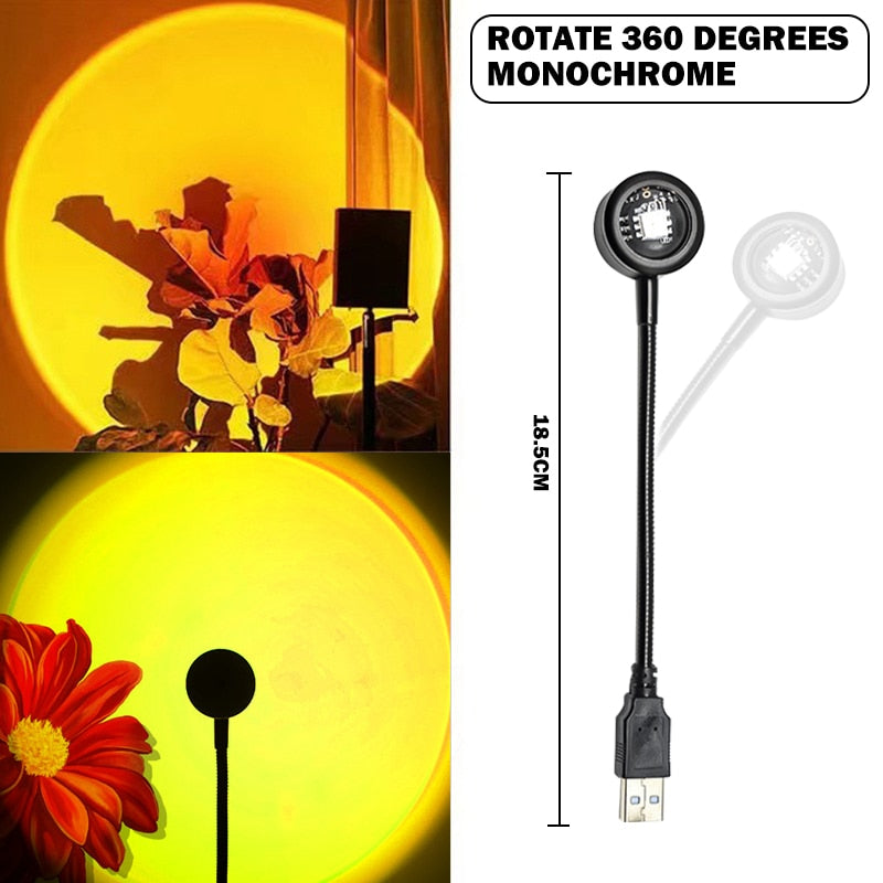Lampe de Projection Coucher de Soleil – Lumière d'Ambiance Prisme Arc-en-Ciel