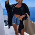 Chemise de Plage Oversize en Coton au Style Bohème Femme