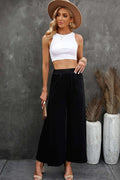 Weite Damenhose in Schwarz mit Fen-Röcken, elegante Mode