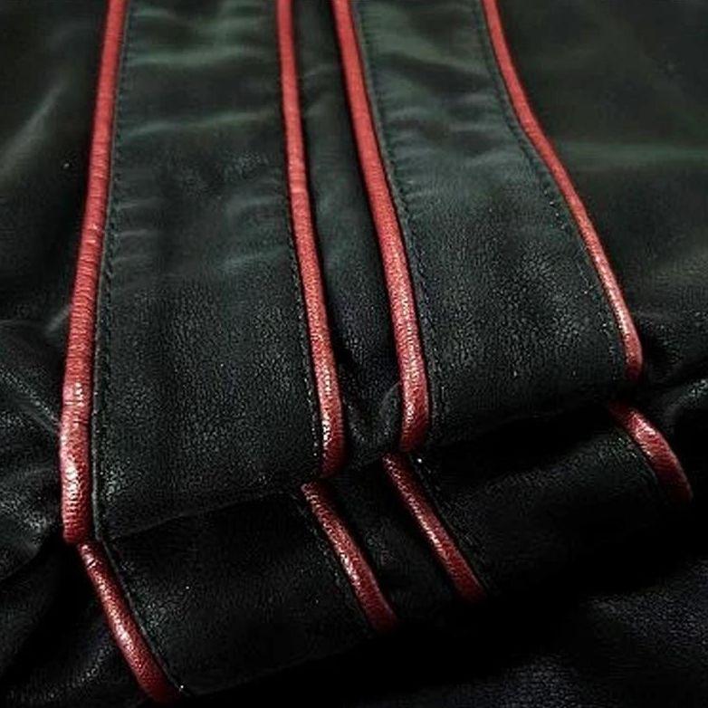 Veste Biker Homme en Cuir Synthétique avec Bandes Contrastées