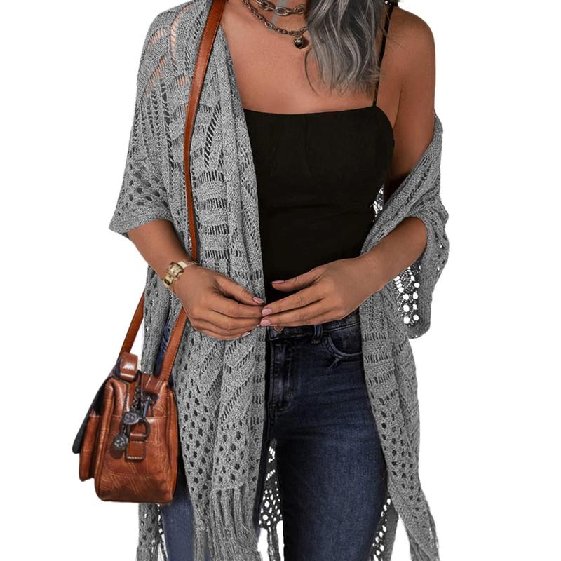 Cozy Summer Hollow-Out Tassel Outerwear Cardigan