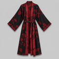 Kimono Peignoir en Coton avec Motif Feuille Réversible