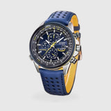 Montre Chronographe Homme MultiSteel 42mm – Acier Argenté, Cadran Bleu