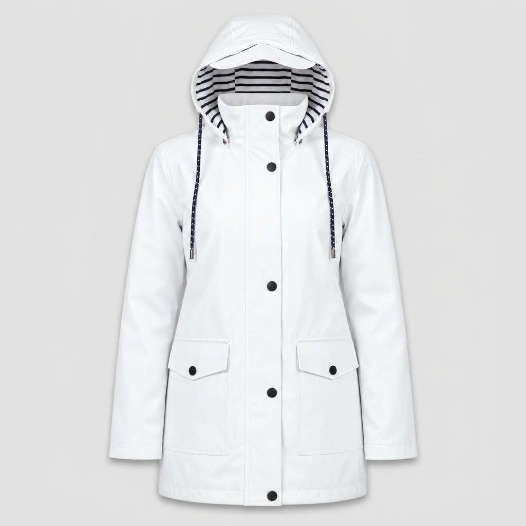Veste Légère à Capuche Femme avec Doublure Rayée