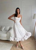 Elegantes Midikleid mit Volants und feinen Trägern für Damen