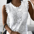 Blouse élégante sans manches en dentelle avec broderie florale Femme
