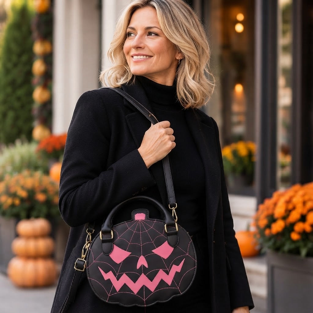 Sac à Main Citrouille en Cuir Synthétique - Accessoire Halloween