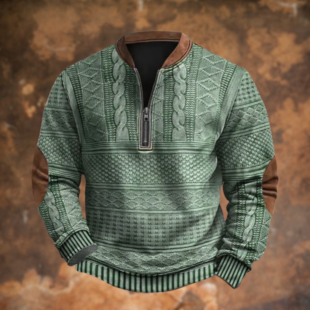 Pull Tricote Vintage Homme avec Zip, Dirk