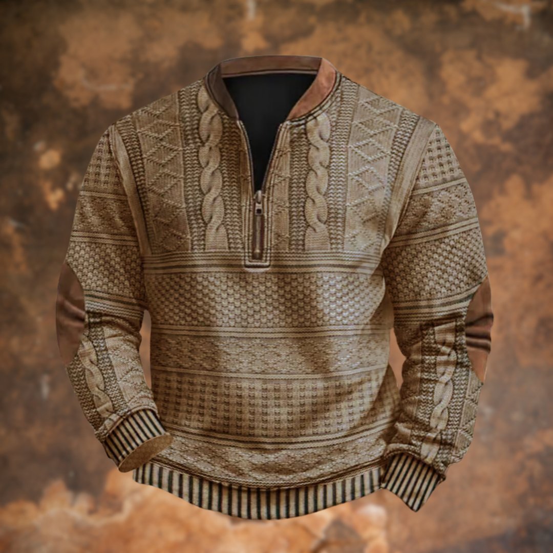 Pull Tricote Vintage Homme avec Zip, Dirk