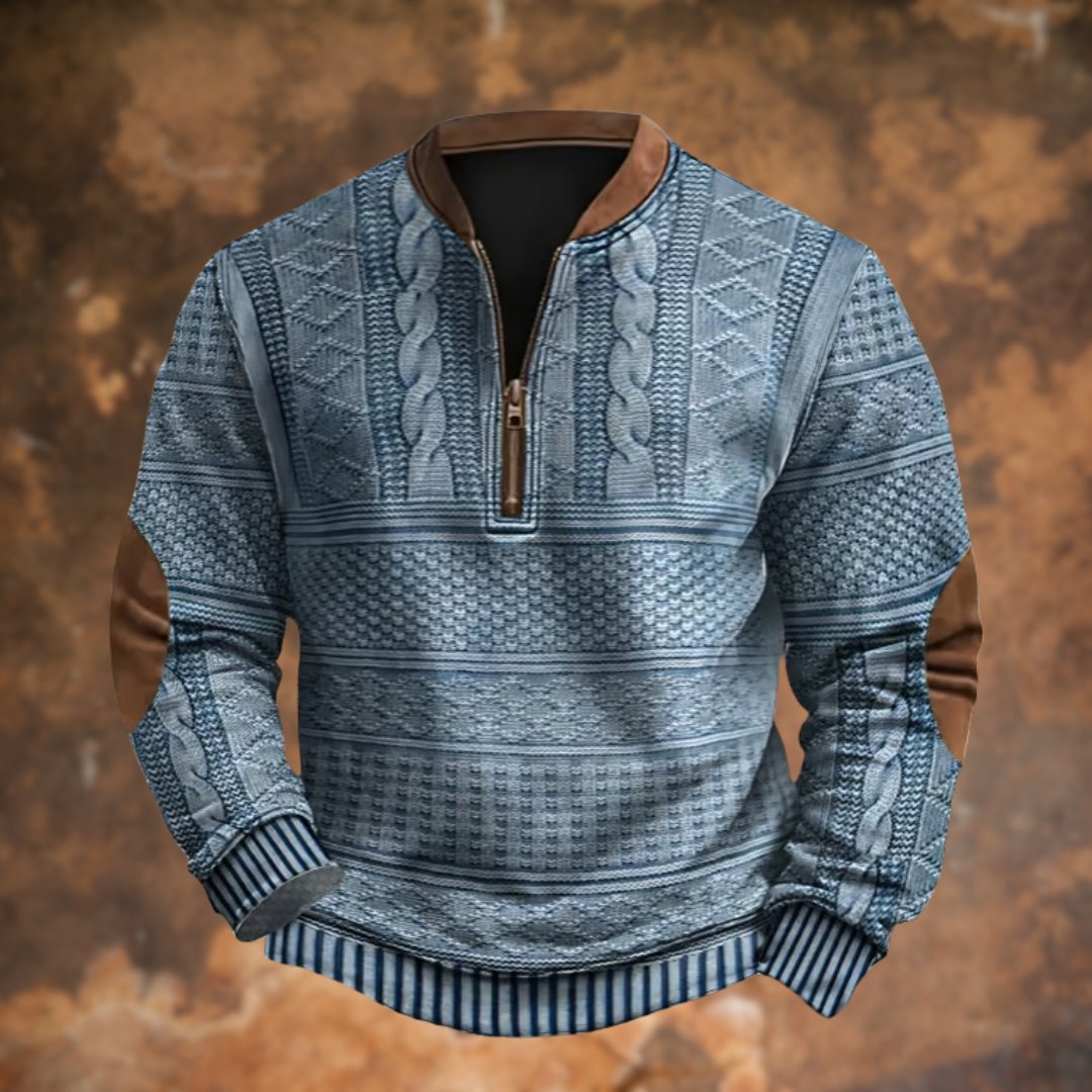 Pull Tricote Vintage Homme avec Zip, Dirk
