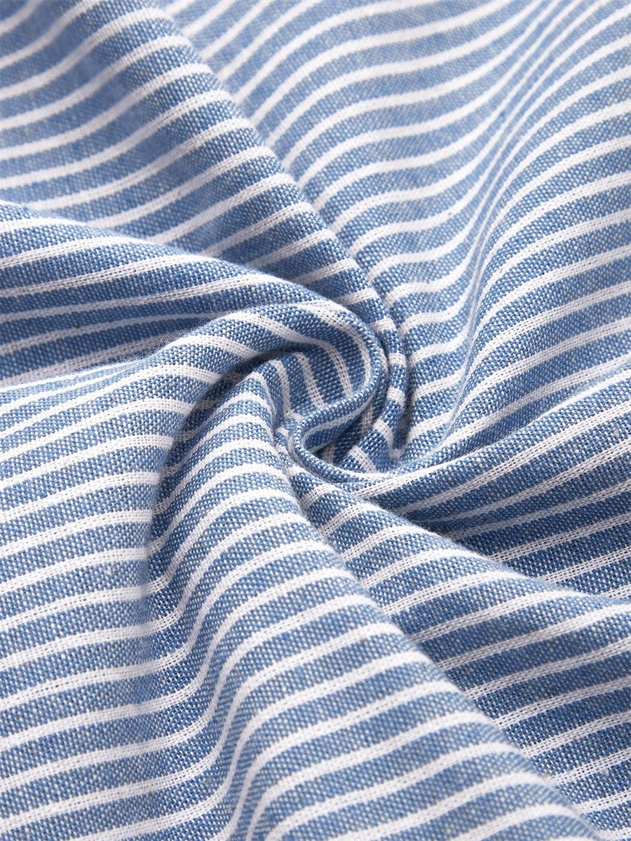 Robe midi femme rayée boutonnée décontractée avec poches