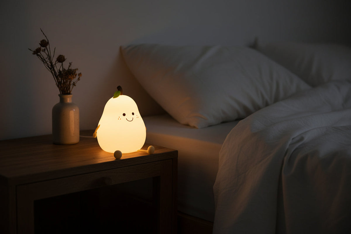 Veilleuse Poire en Silicone – Lampe de Chevet Tactile Dimmable