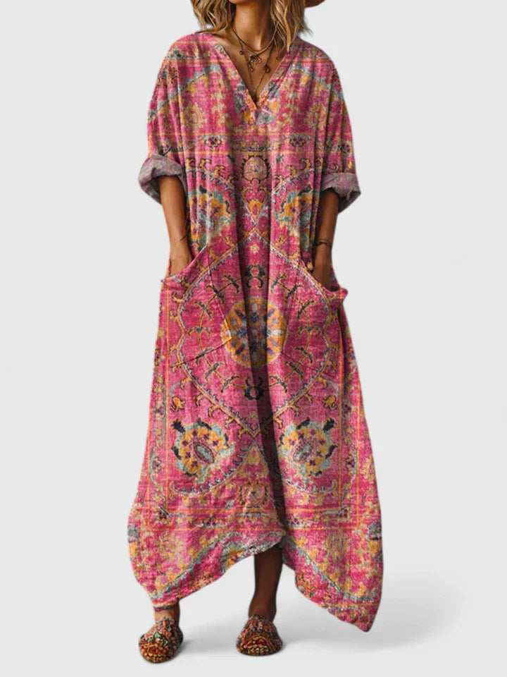 Robe midi décontractée brodée Elodie