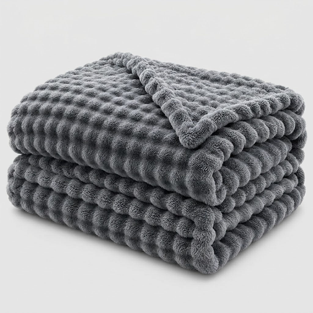 Plaid Polaire Corail Texturé pour Canapé et Lit