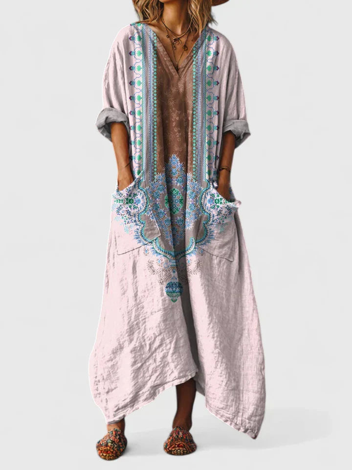 Robe midi décontractée brodée Elodie