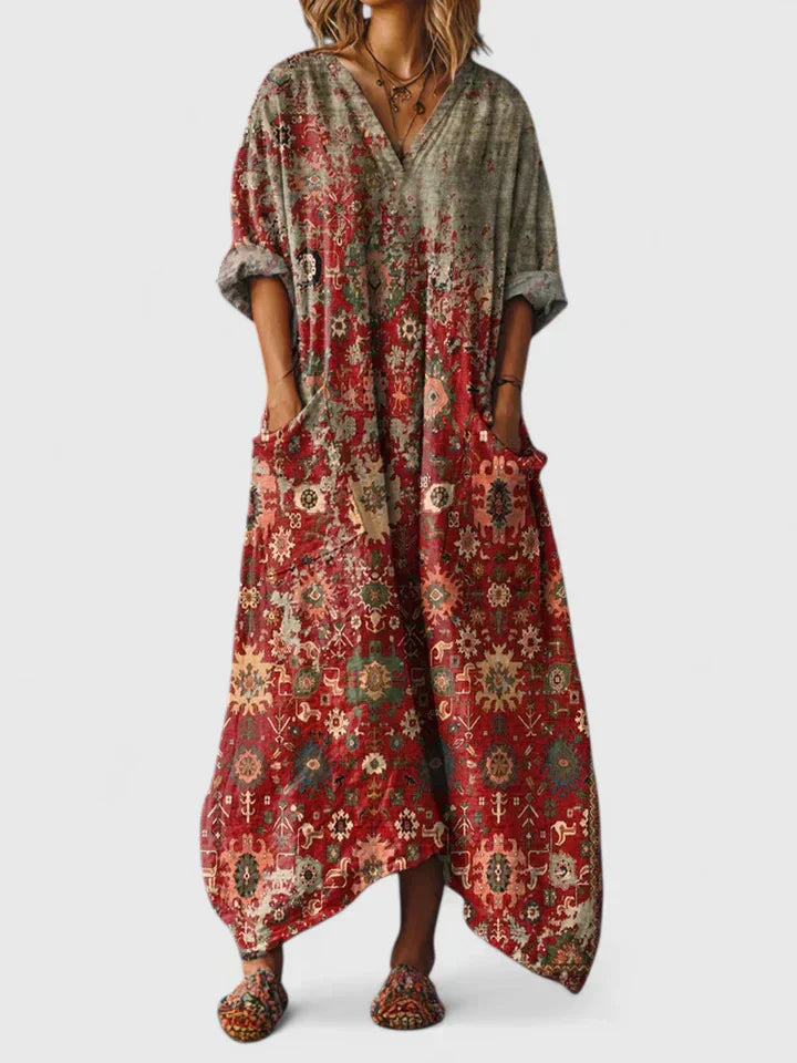Robe midi décontractée brodée Elodie