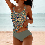 Tankini damă Mandala boem costum de baie 2 piese confortabil
