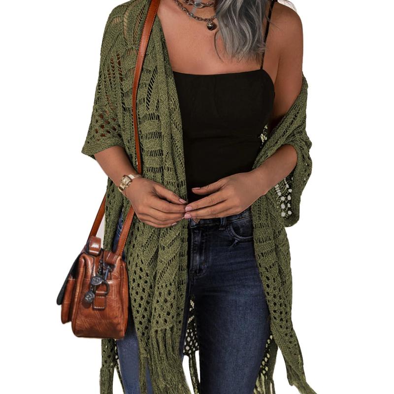 Cozy Summer Hollow-Out Tassel Outerwear Cardigan