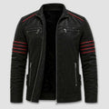 Veste Biker Homme en Cuir Synthétique avec Bandes Contrastées