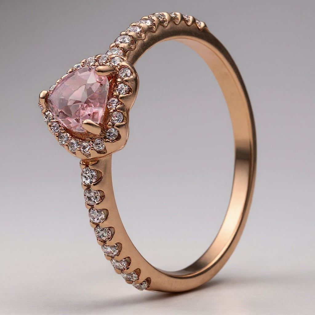 Bague de Fiançailles en Argent 925 avec Diamant en Coeur Femme