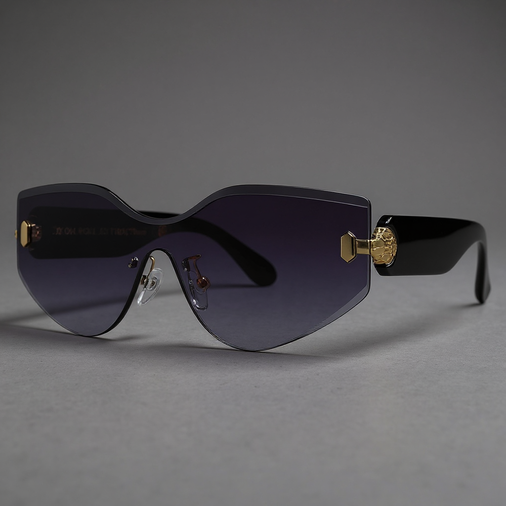 Lunettes de soleil sans monture, surdimensionnées, protection UV400