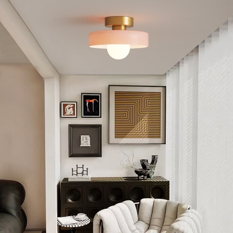Plafonnier Bauhaus - Laiton Verre Géométrique d'Inspiration Française