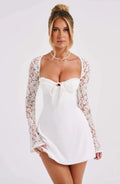 Robe courte corset avec Manches en Dentelle Femme