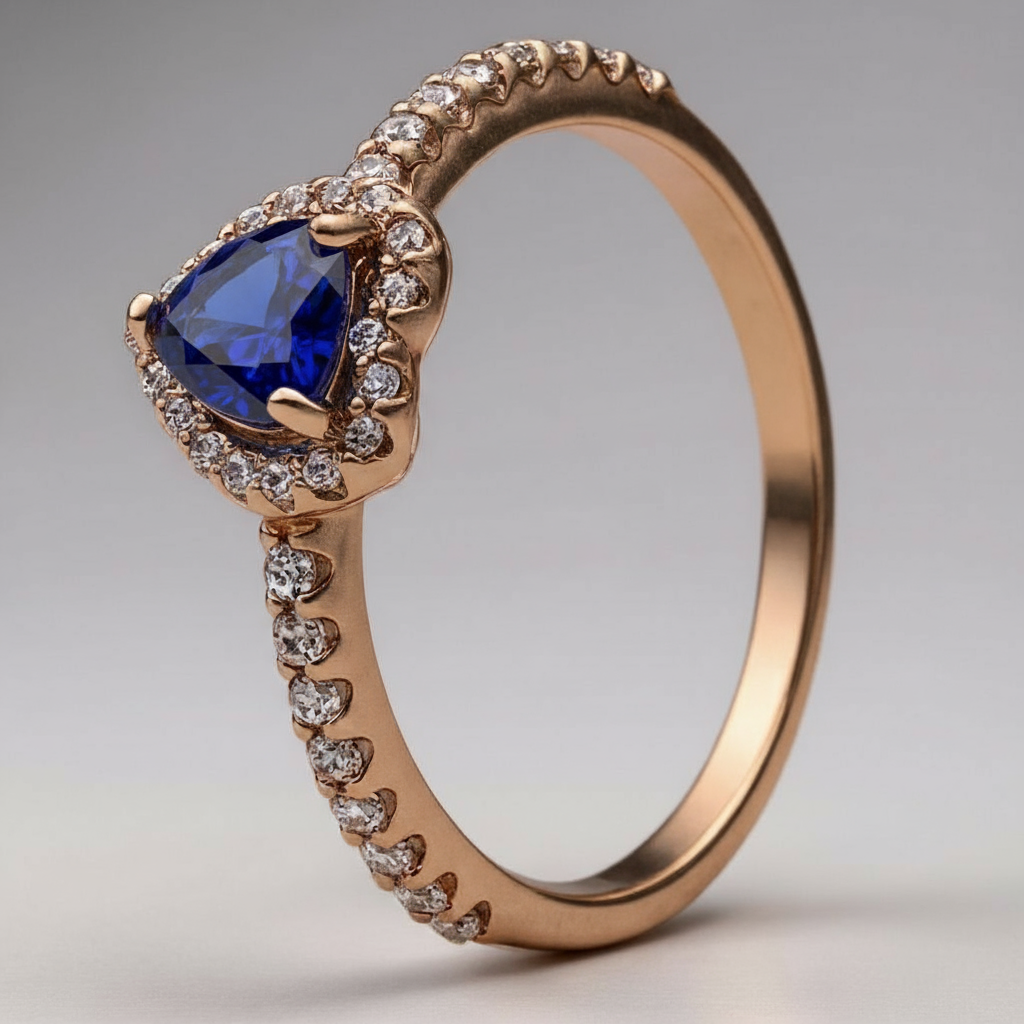 Bague de Fiançailles en Argent 925 avec Diamant en Coeur Femme