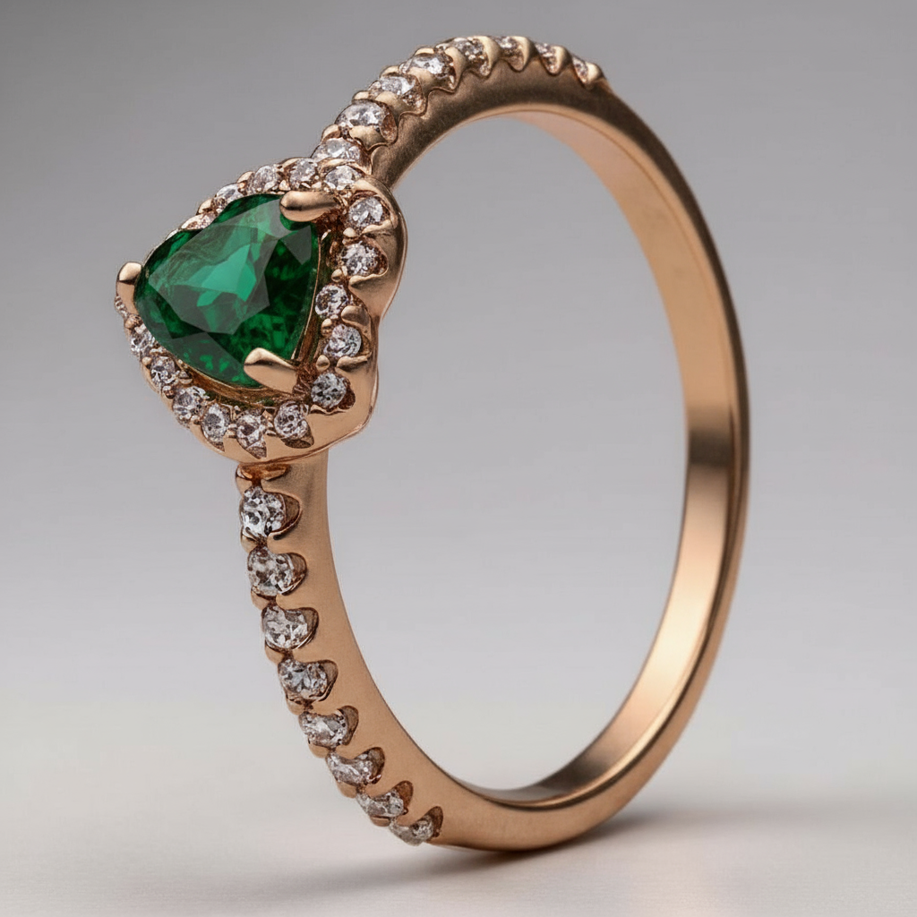 Bague de Fiançailles en Argent 925 avec Diamant en Coeur Femme