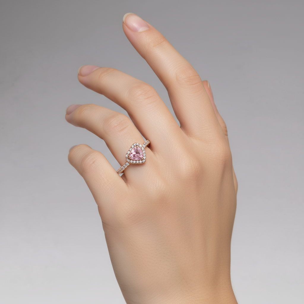 Verlobungsring aus 925er Silber mit Herzdiamant für Damen