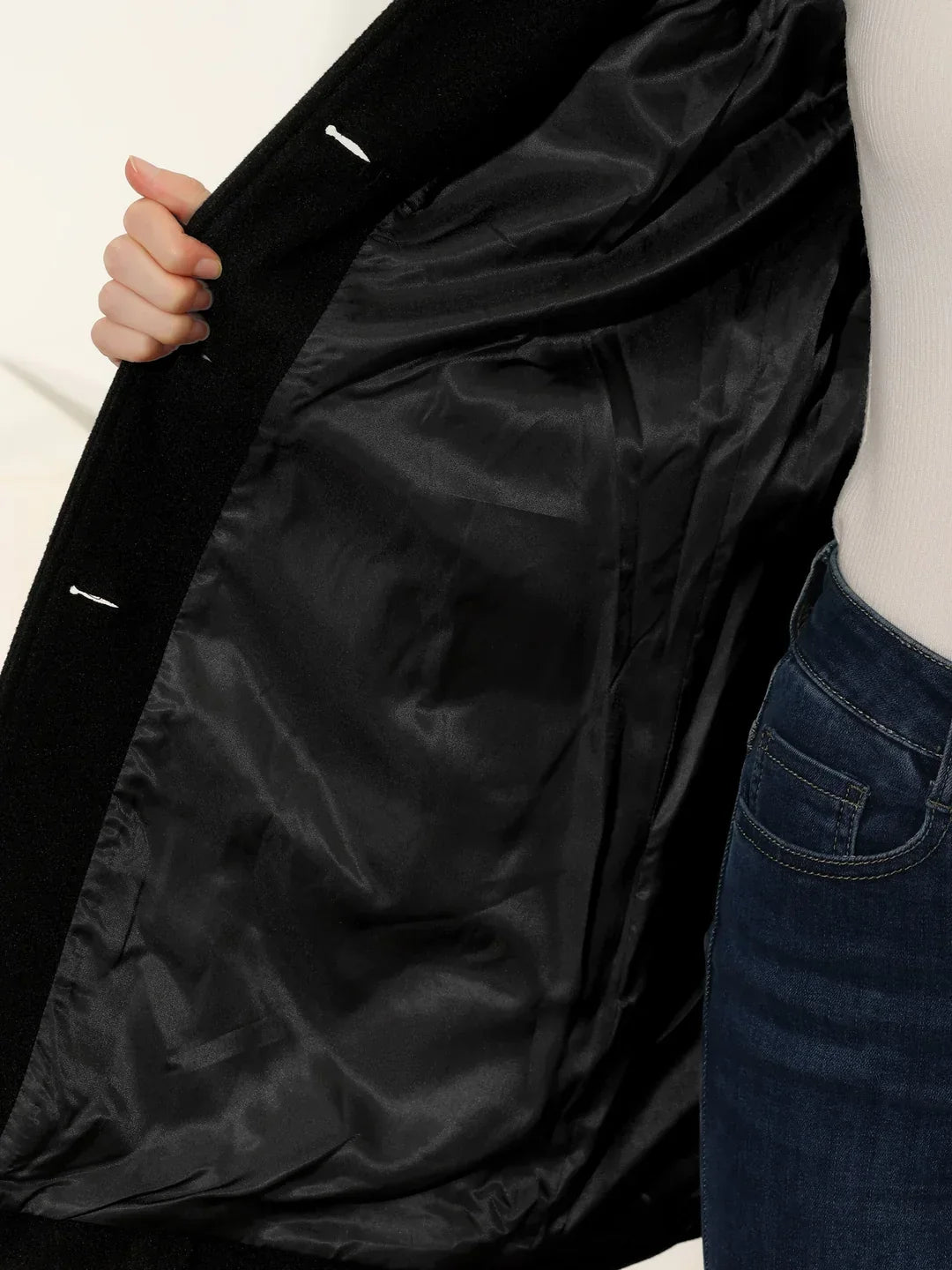 Manteau Ajuste Femme - Col Classique avec Fermeture Boutonnee