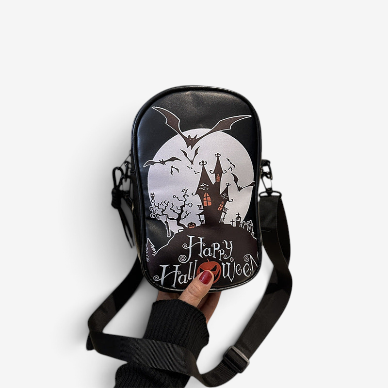 Sac bandoulière compact citrouille Halloween, accessoire festif