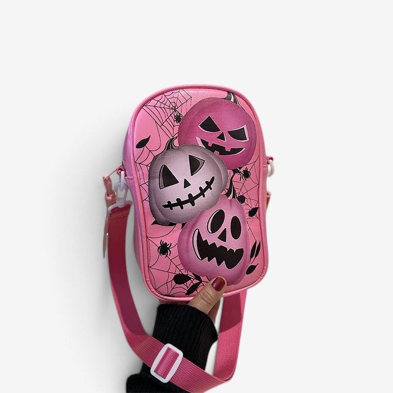 Sac bandoulière compact citrouille Halloween, accessoire festif